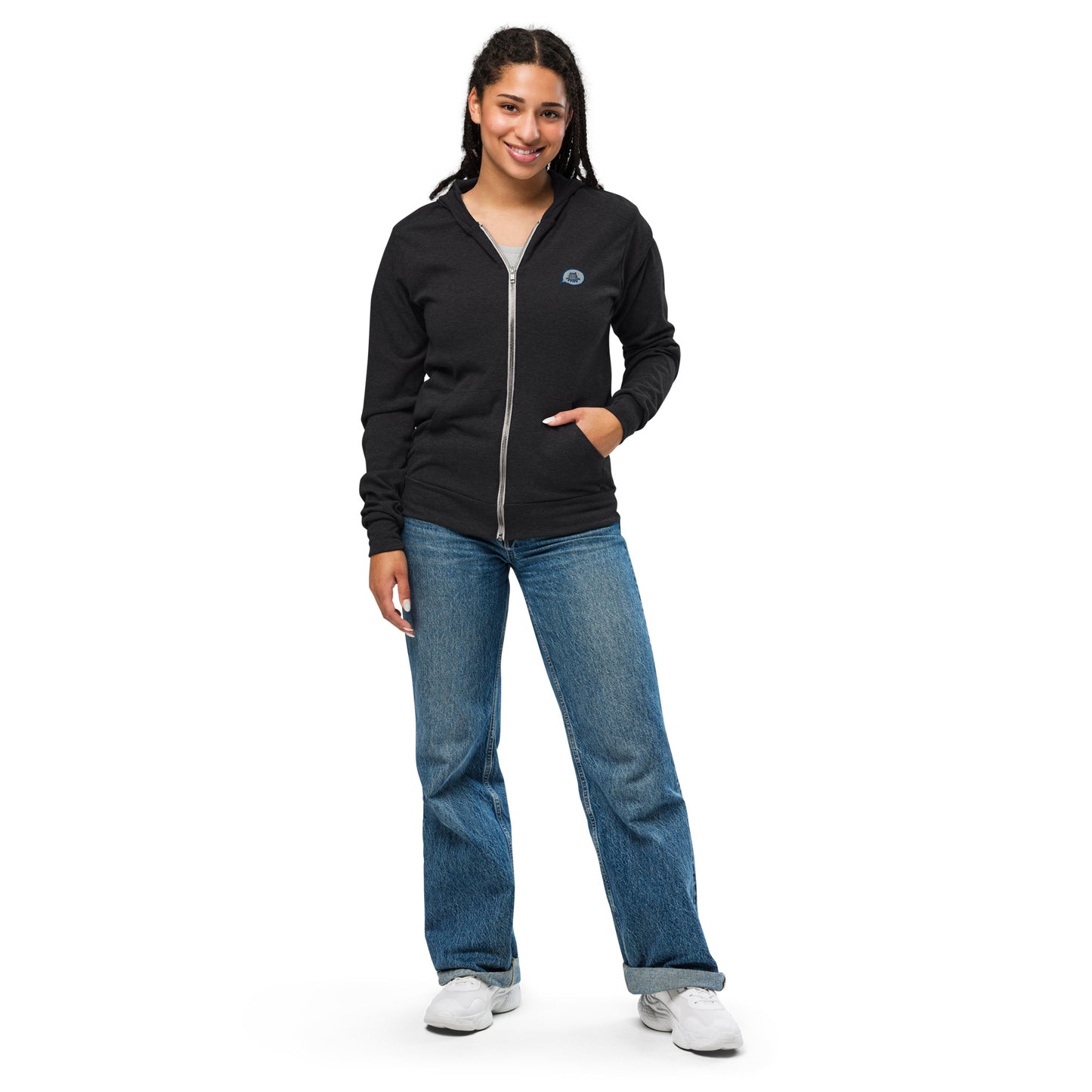 Unisex zip hoodie oversized logo print