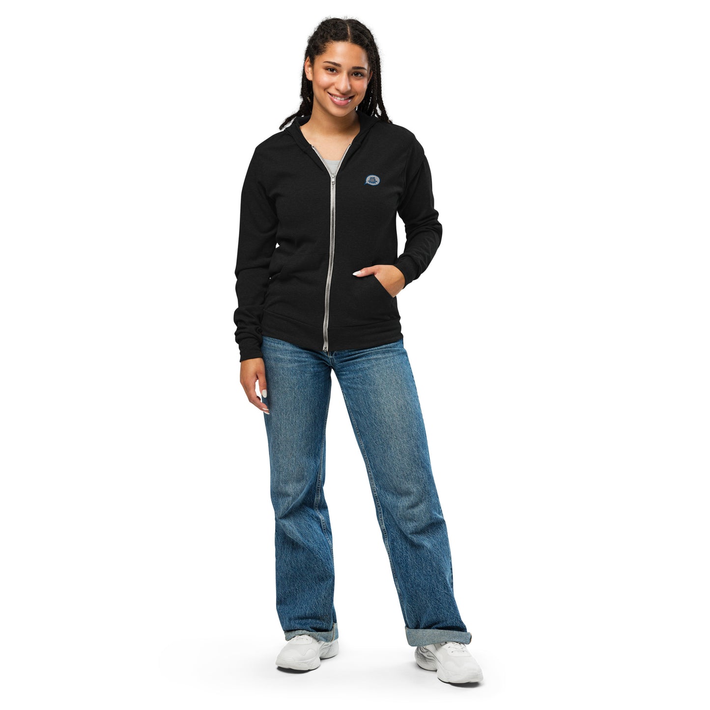 Unisex zip hoodie oversized logo print